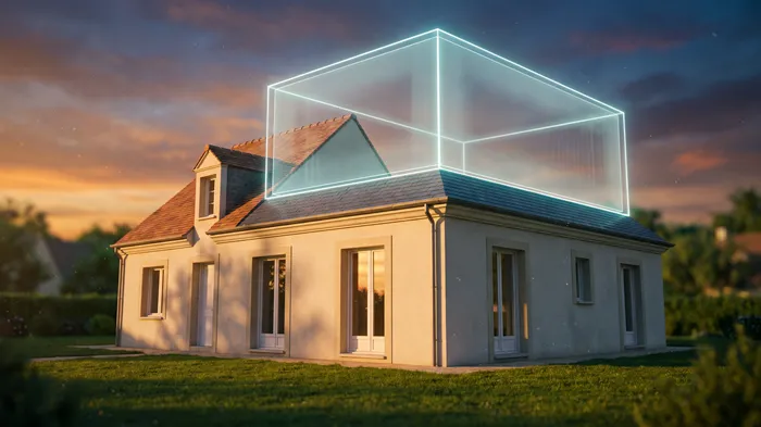 Surélévation d'une maison individuelle - projection d'un étage supplémentaire au-dessus de la toiture existante