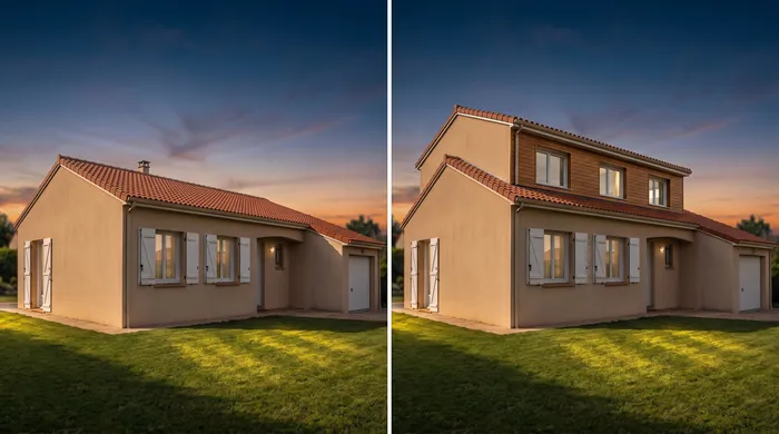 Surélévation maison - Avant Après